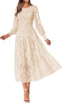 Casual Women's Spring Dress Elegant Wedding Guest Dress Long Sleeve Floral Midi Dress Flowy Bohemian Long Dress