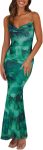 Women Summer Floral Spaghetti Strap Maxi Dress Stretch Bodycon Backless Slip Long Dress