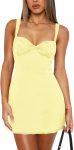 Women's Summer Mini Dress — Sleeveless Square Neckline with Lace Paneling; Slim-Fit Bodycon Style with Delicate Spaghetti Straps, Perfect for Cocktail Parties and Events
