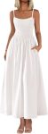 Women Smocked Maxi Dress Summer Beach Sundress Casual Spaghetti Strap Swing A-Line Long Flowy Dress