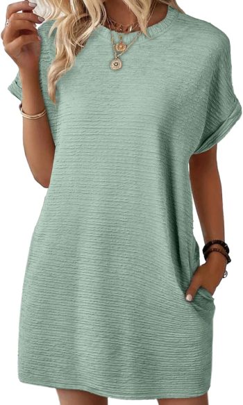Women Summer Dresses Fashion Short Sleeve Spring Mini Dress Casual Beach Vacation Dress