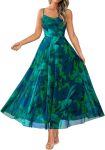 Women Summer Floral Maxi Dress Elegant Spaghetti Strap Printed Party Beach Long Dress